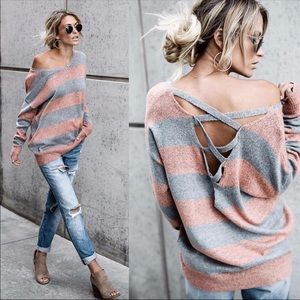 Vici Collection Lattice Back Sweater